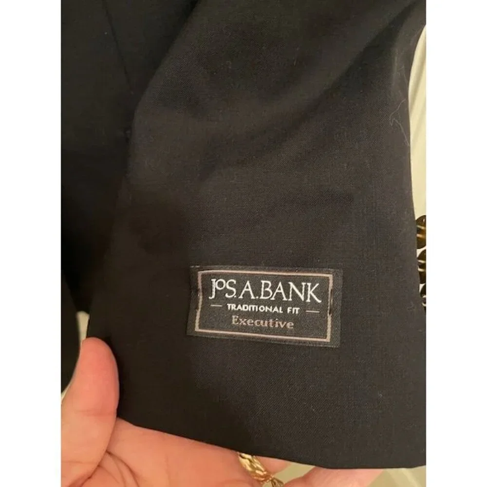 Jos A. Bank Executive Blazer Traditional Fit Men's‎ 42L Black 100% Wool